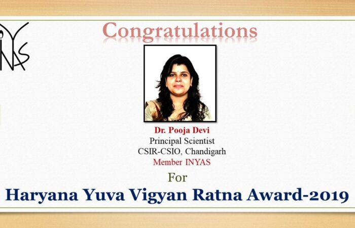 Dr. Pooja Devi India selected for the Haryana Yuva Vigyana Ratna Award